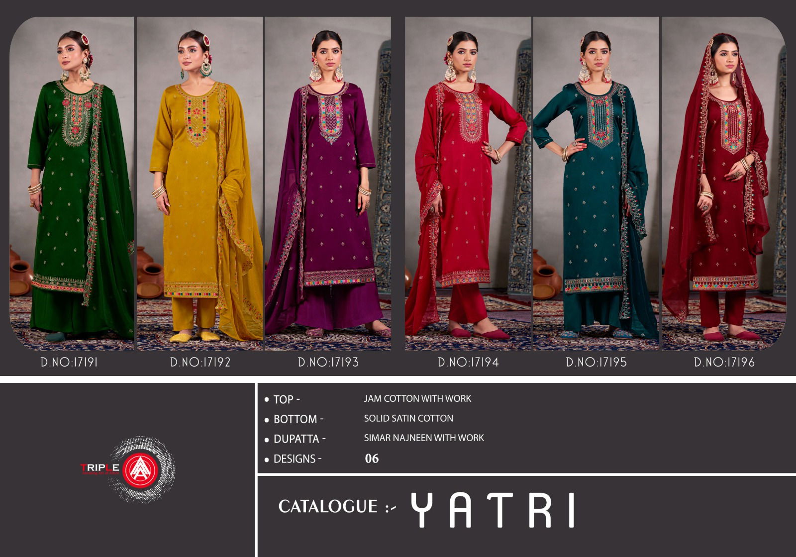 Yatri By Triple Aaa Jam Cotton Dress Material Wholesale Shop In Surat